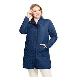 Lands’ End Quilted Barn Jacket Chore Coat Corduroy Collar Primaloft Cottage M